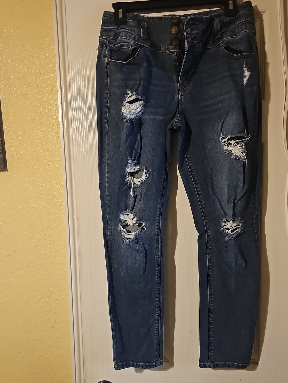 Blue Spice Women's Distressed Dark Blue Skinny Jeans